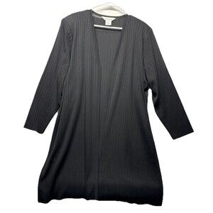 Exclusively Misook Black Duster Ribbed Cardigan Women's Size XL